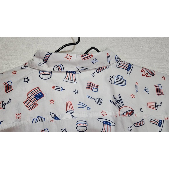 free planet fourth of July shirt button down size 1X 100% cotton white - Picture 9 of 9